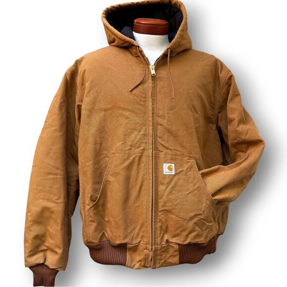 Vintage Carhartt J140 BRN Hooded Active Jacket Quilted Men’s size XXL 2XL Wheat - Picture 3 of 12